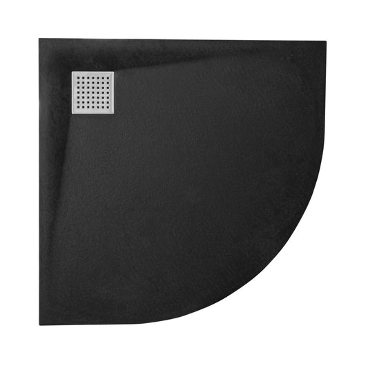 Thermopanel SMC Slate Effect Corner Shower Tray - Black