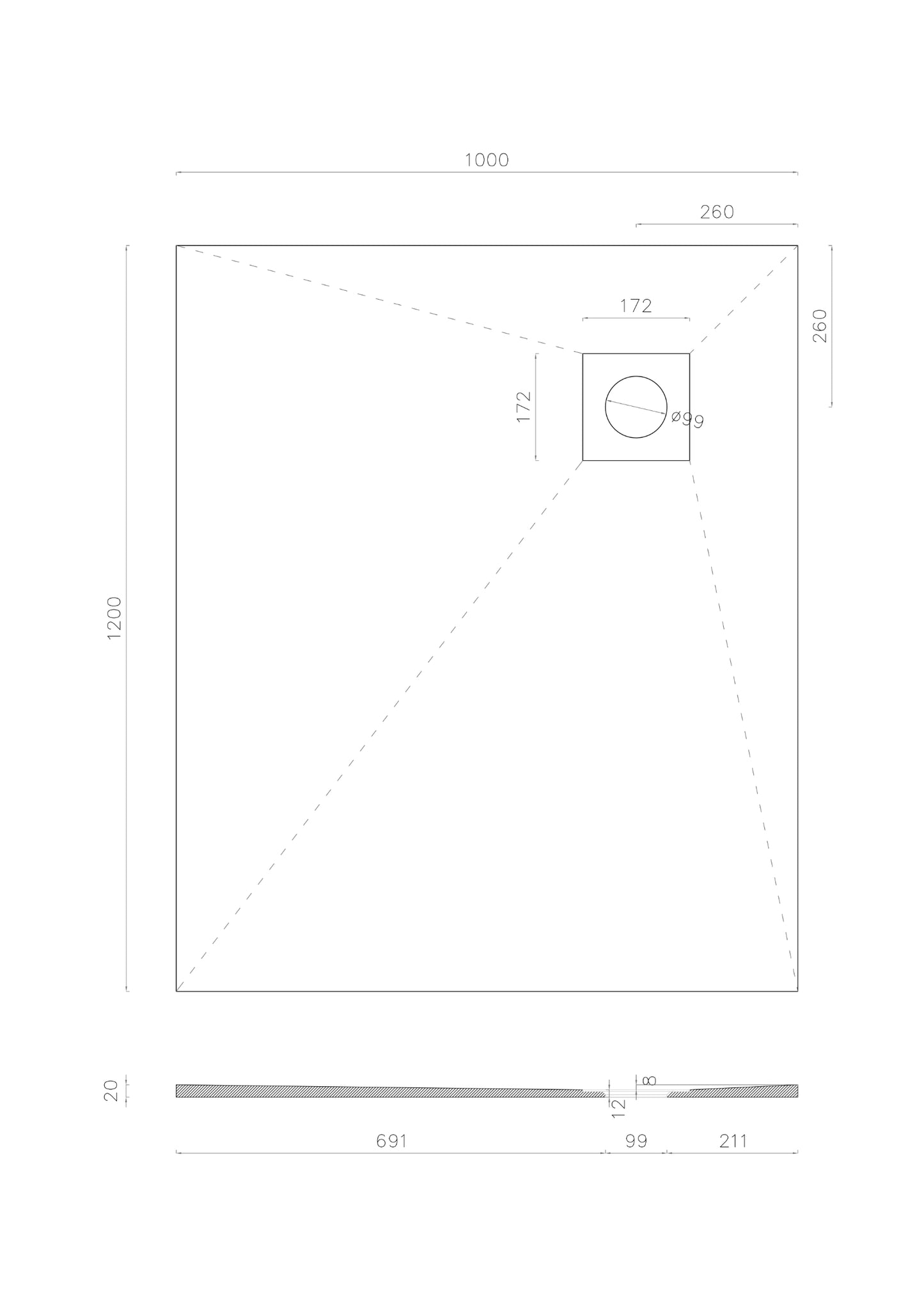 Thermopanel Wetroom Shower Tray Former with Corner Drain