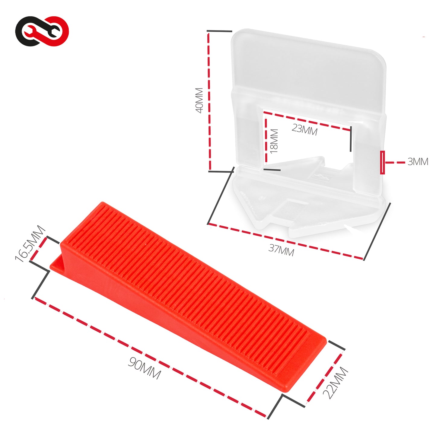 TekTools Tile Levelling Clips and Wedges Kit