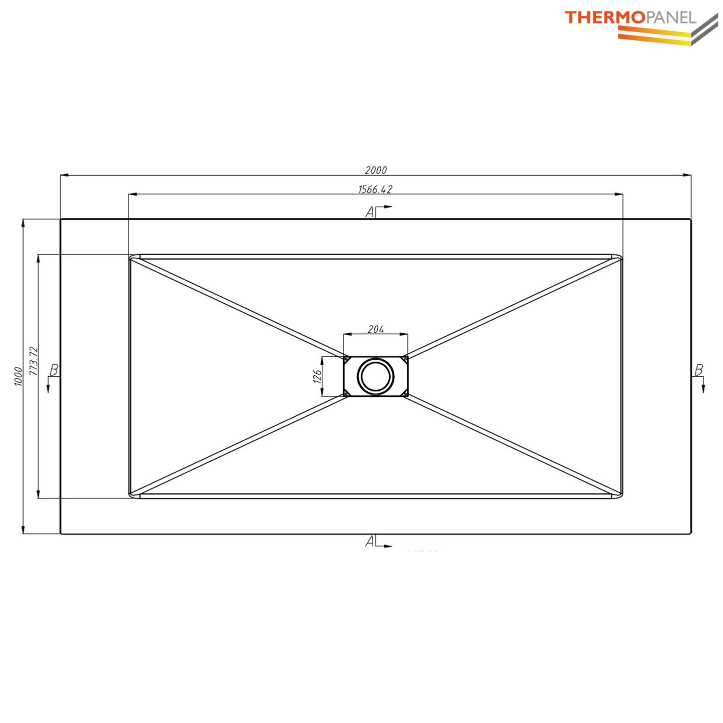 Thermopanel SMC Slate Effect Shower Tray - Grey