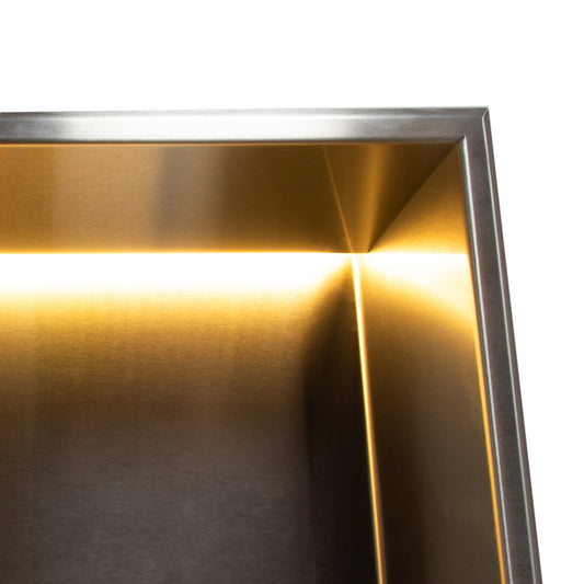 Thermopanel Stainless Steel Shower Niche with Optional LED - Stainless Steel (80mm Depth)