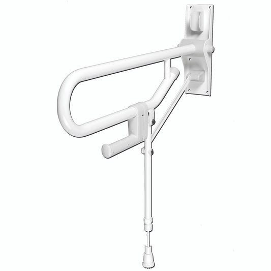 AKW White Folding Support ( Hairpin )Drop Down Grab Rail with Adjustable Leg- (32mm). - Product