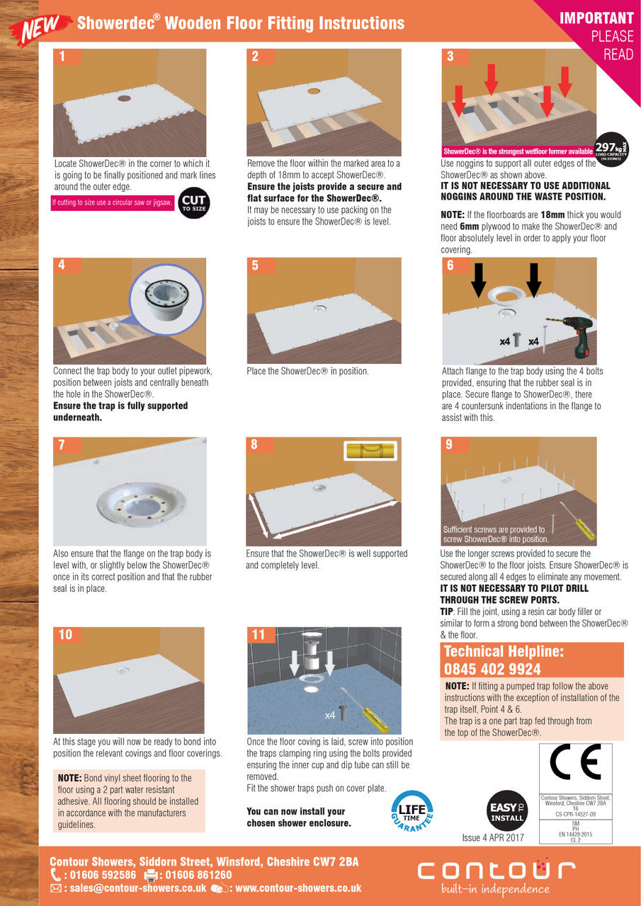 ShowerDec® Shower Trays for Vinyl & Tile Floors