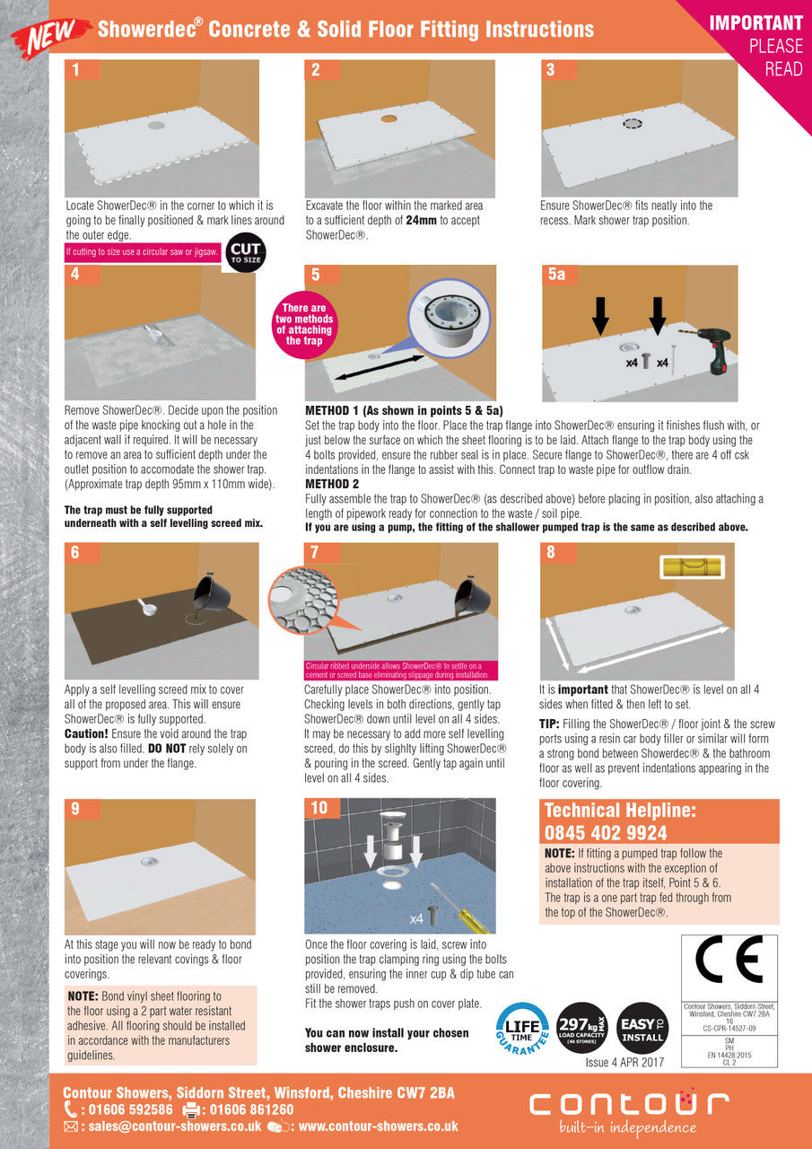 ShowerDec® Shower Trays for Vinyl & Tile Floors
