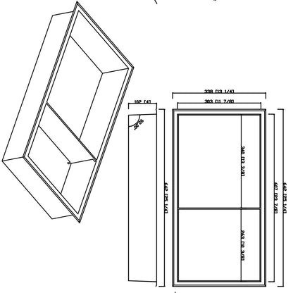 Thermopanel Stainless Steel Recess Shower Niche - Noir Black - Dimensions