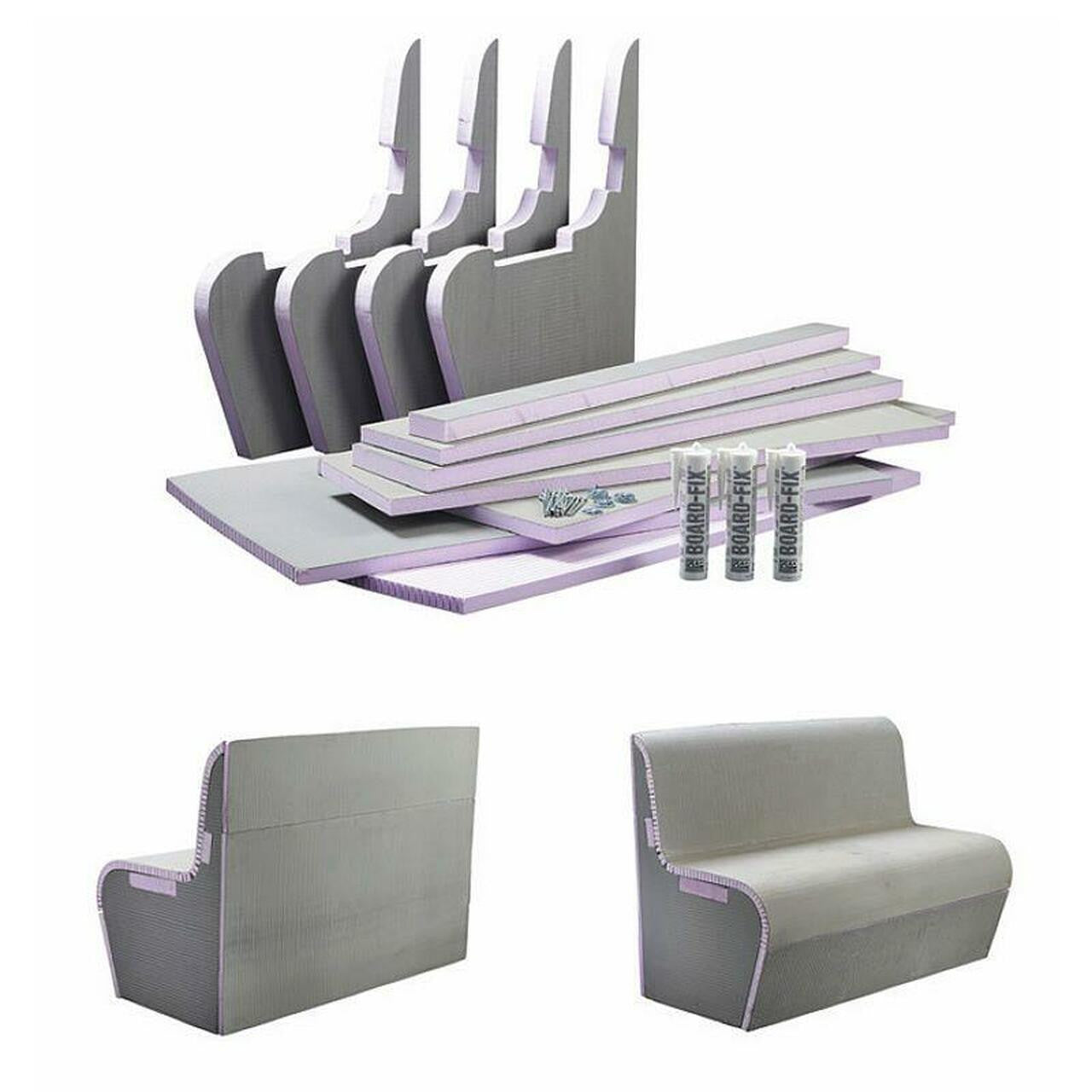 Wet Room Tileable Bench Seat - Curved Edge With Back