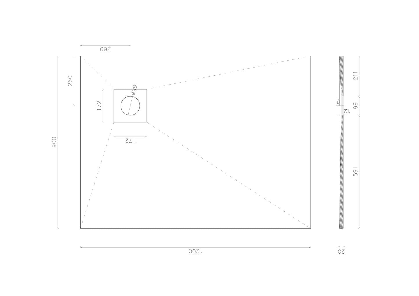 Thermopanel Wetroom Shower Tray Former with Corner Drain