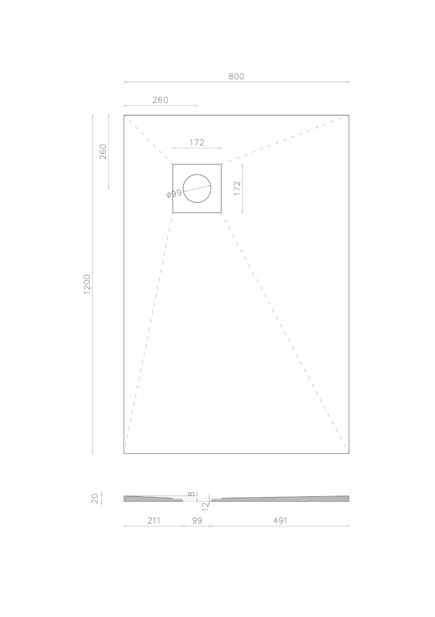 Wetroom Shower Tray Former Corner Right Hand Side Drain