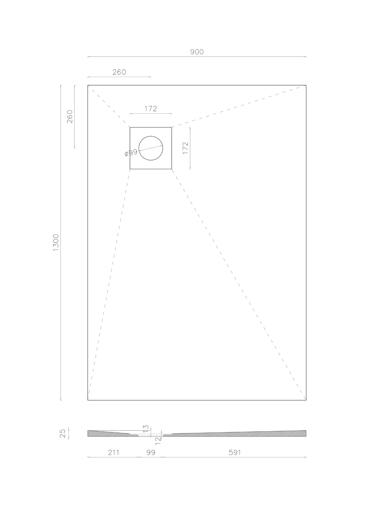 Wetroom Shower Tray Former Corner Right Hand Side Drain