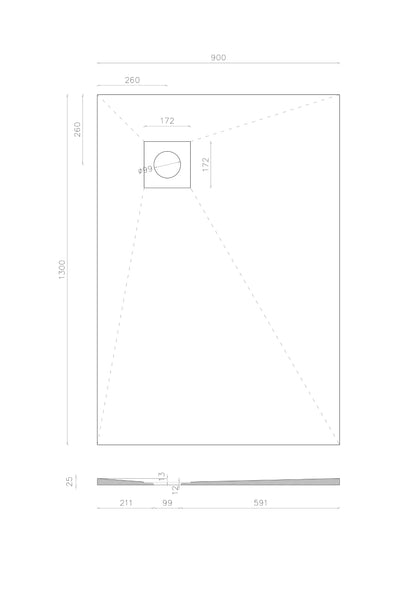 Wetroom Shower Tray Former Corner Right Hand Side Drain