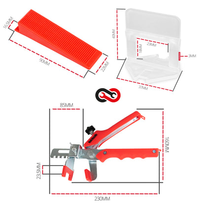 TekTools Tile Levelling System (Spacer Clips, Reusable Wedges, Pliers and a TekTools Drawstring Bag)