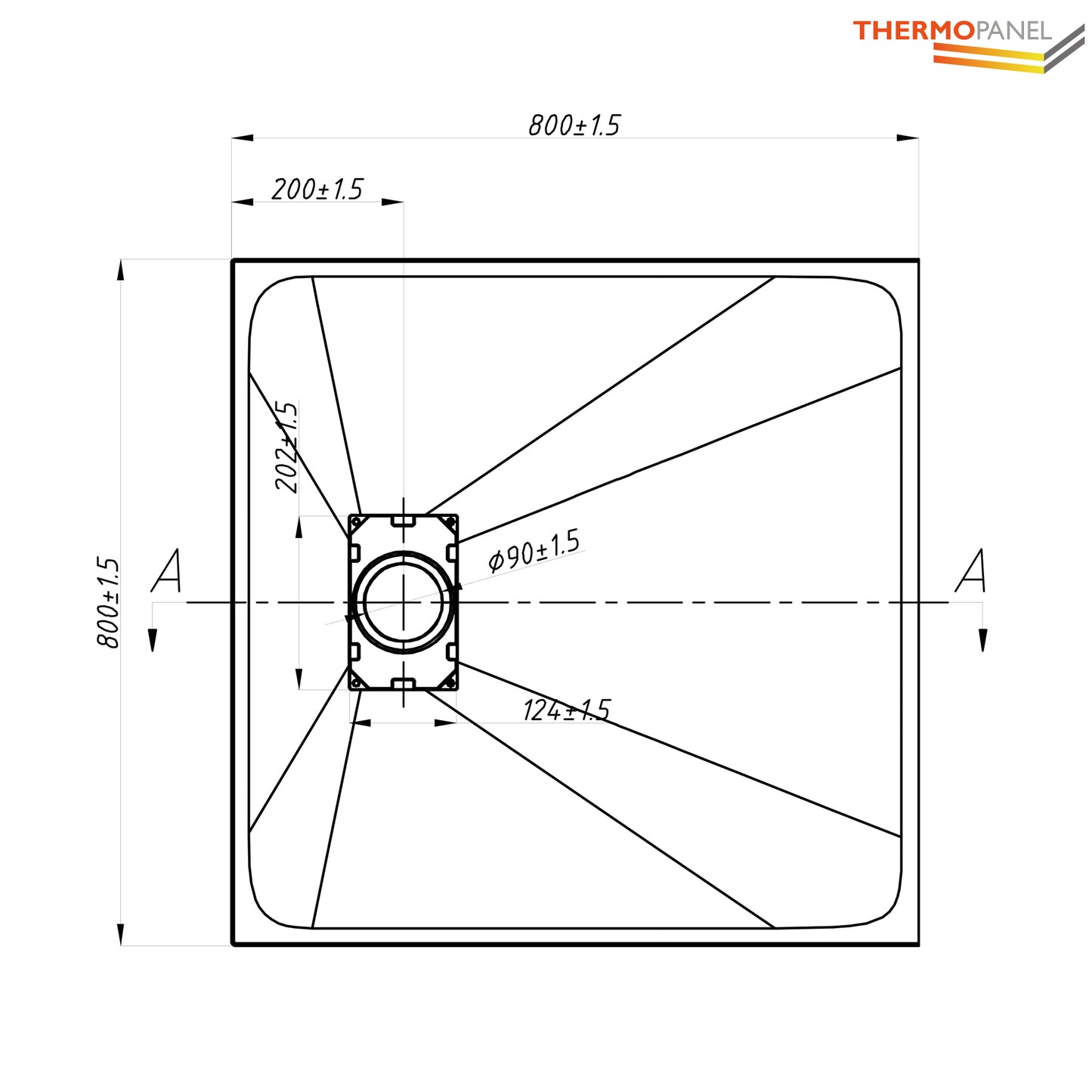 Thermopanel SMC Slate Effect Shower Tray - White