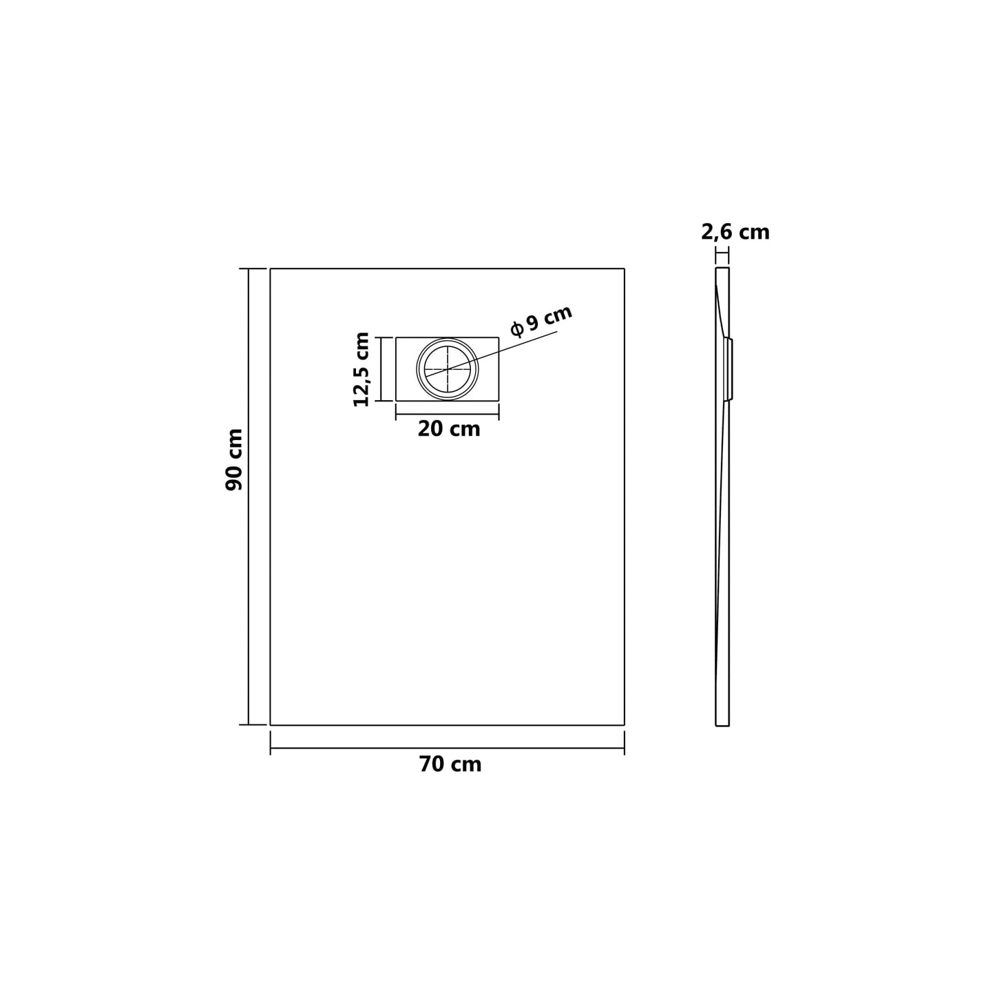 Thermopanel SMC Slate Effect Shower Tray - White