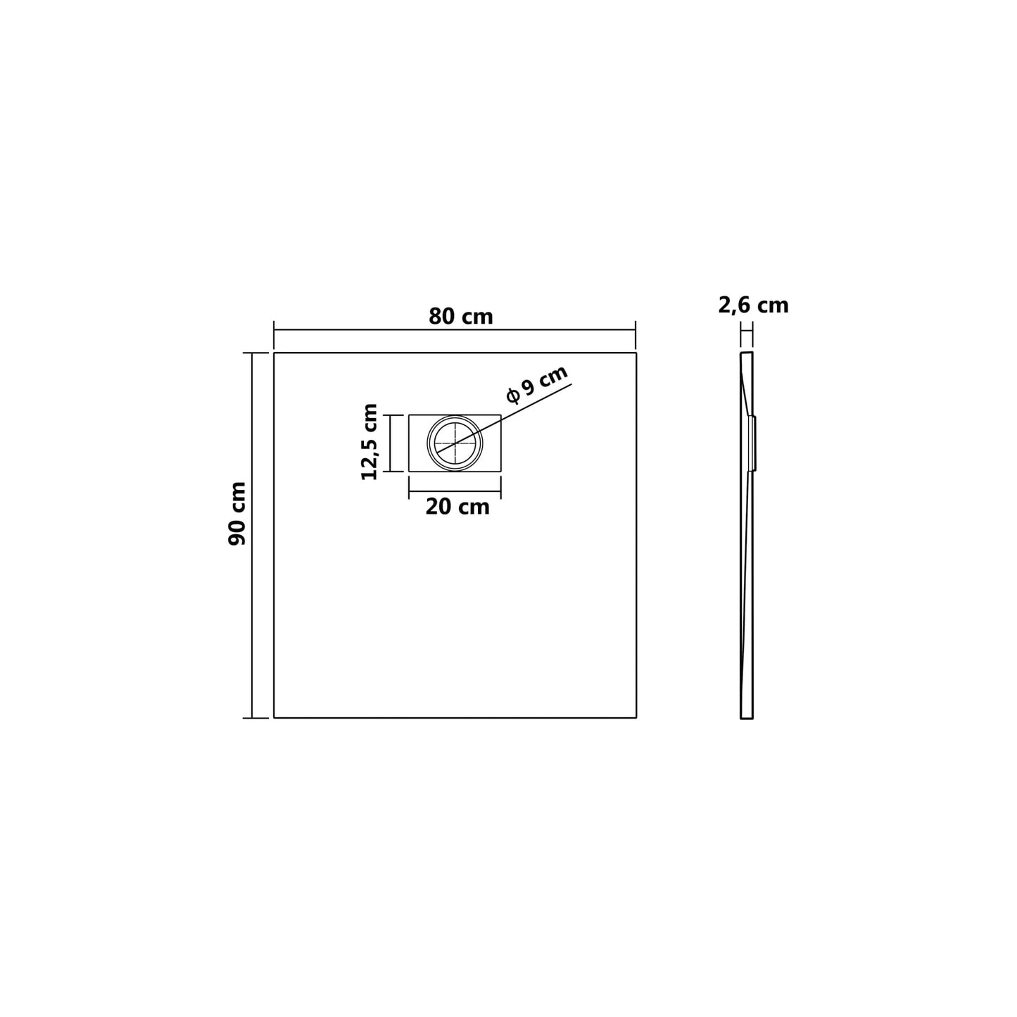 Thermopanel SMC Slate Effect Shower Tray - White