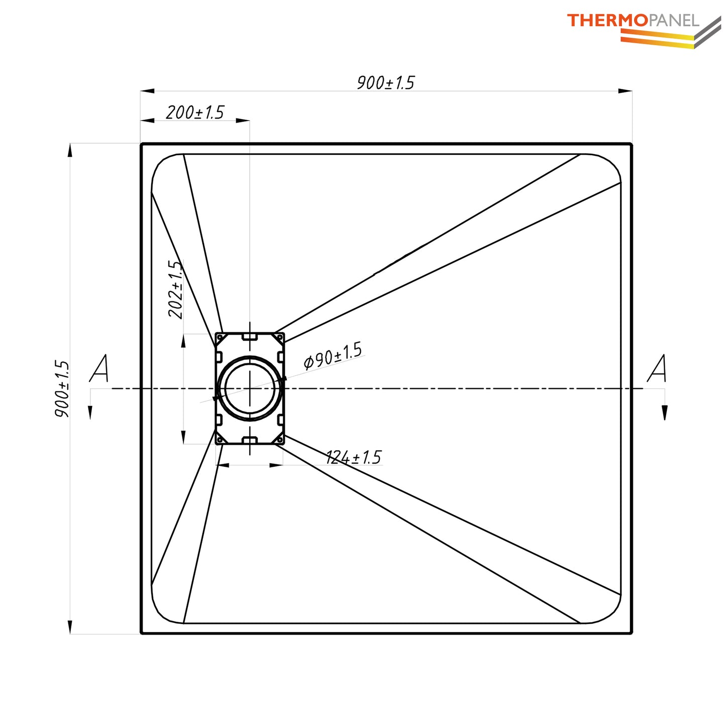 Thermopanel SMC Slate Effect Shower Tray - White