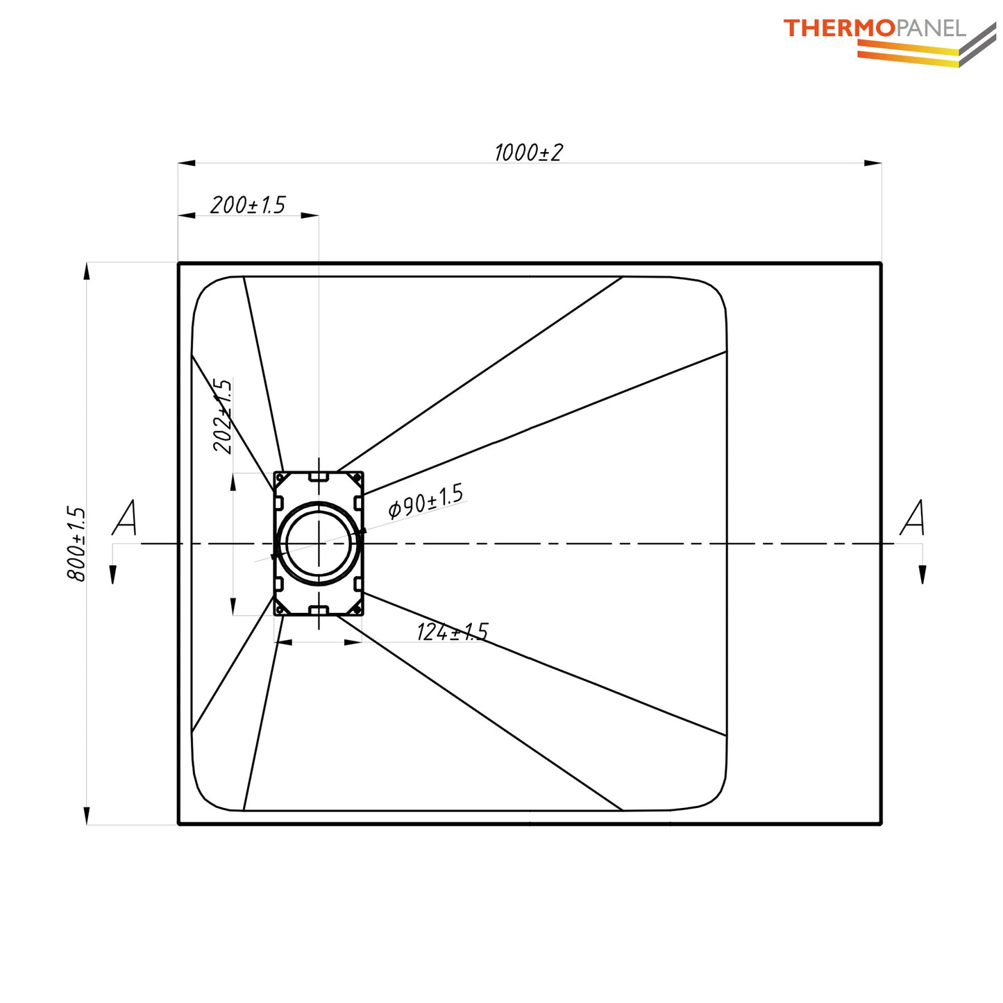 Thermopanel SMC Slate Effect Shower Tray - White
