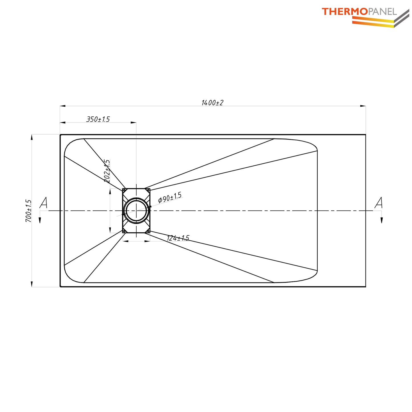 Thermopanel SMC Slate Effect Shower Tray - White