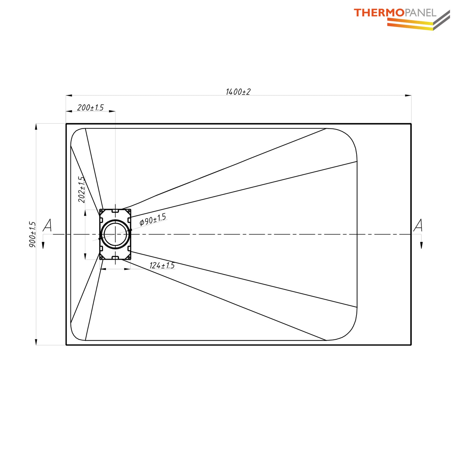 Thermopanel SMC Slate Effect Shower Tray - White