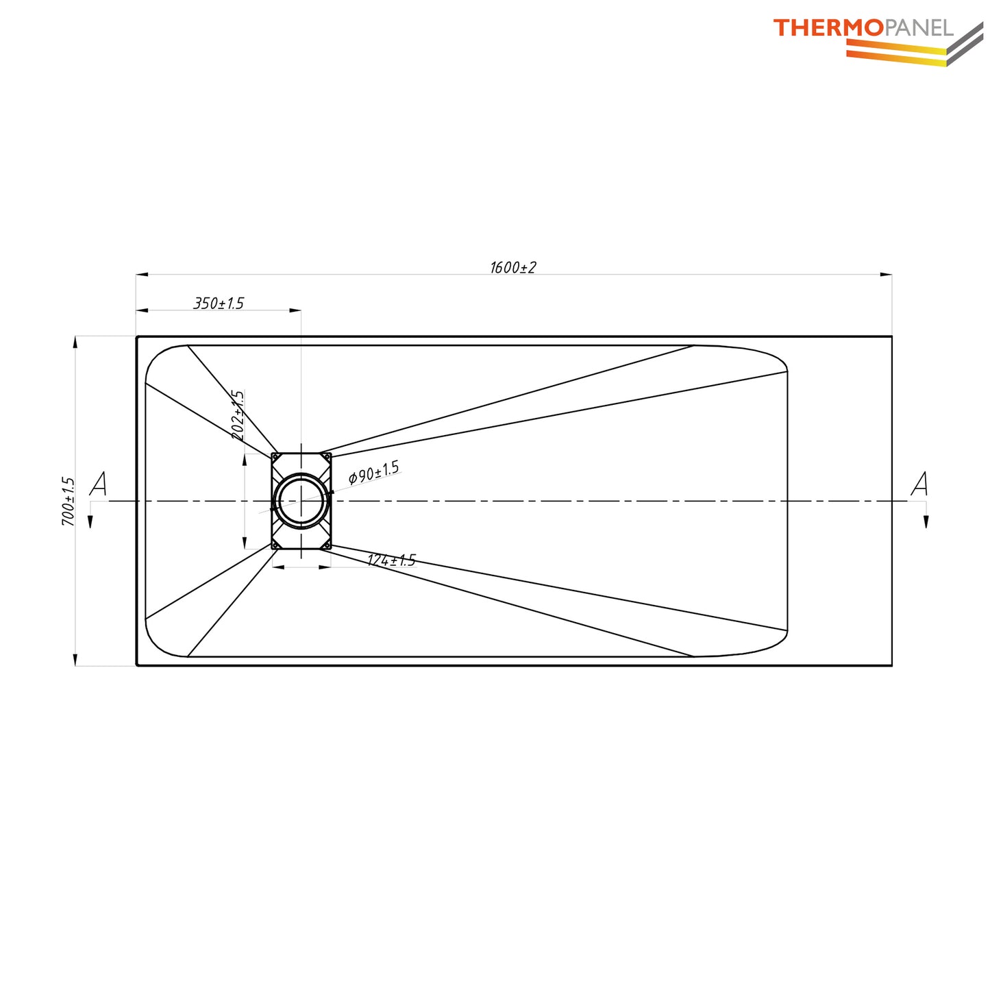 Thermopanel SMC Slate Effect Shower Tray - White