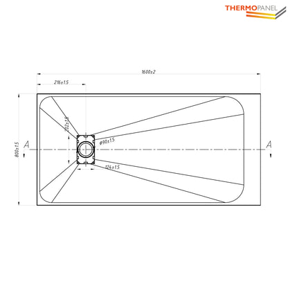 Thermopanel SMC Slate Effect Shower Tray - White