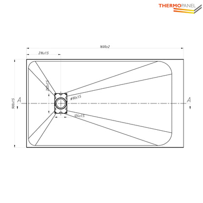 Thermopanel SMC Slate Effect Shower Tray - White