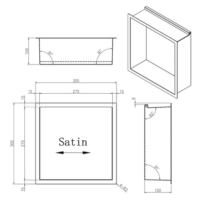 INSL8 Stainless Steel Rose Gold Shower Niches – Shelved & Standard Options | With or Without LED Lighting