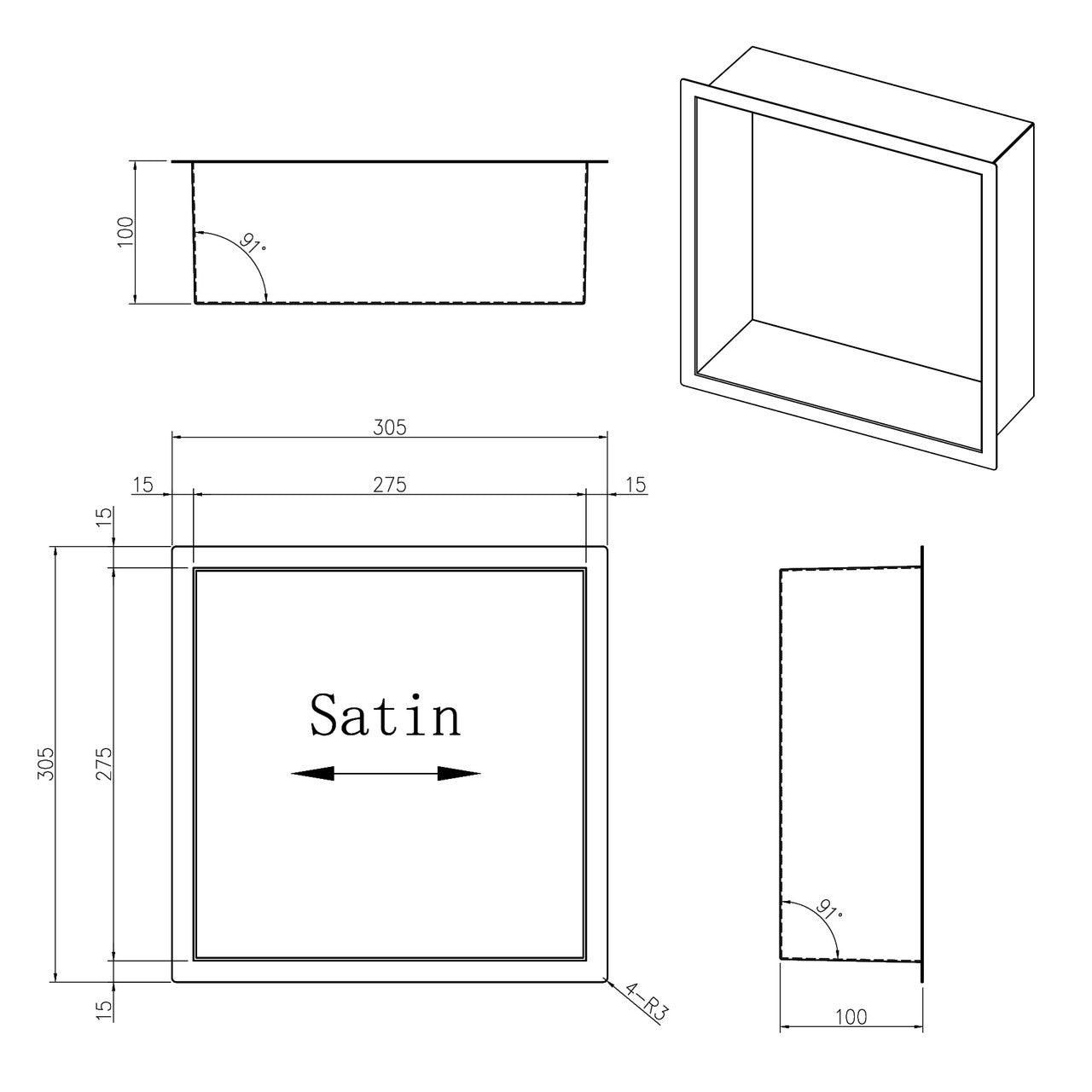 INSL8 Stainless Steel Matte White Shower Niches – Shelved & Standard Options | With or Without LED Lighting