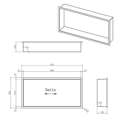 INSL8 Stainless Steel Matte White Shower Niches – Shelved & Standard Options | With or Without LED Lighting