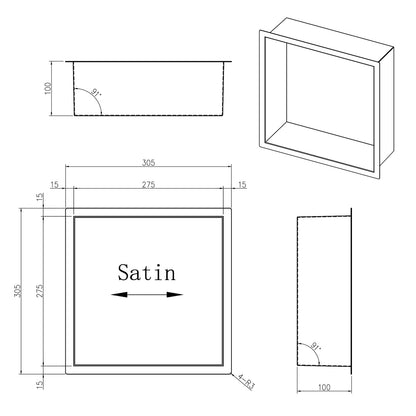 INSL8 Stainless Steel Matte Black Shower Niches – Shelved & Standard Options | With or Without LED Lighting