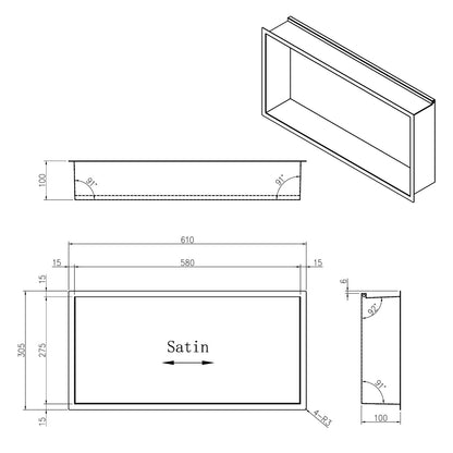 INSL8 Stainless Steel Gunmetal Black Shower Niches – Shelved & Standard Options | With or Without LED Lighting
