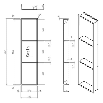 INSL8 Stainless Steel Gunmetal Black Shower Niches – Shelved & Standard Options | With or Without LED Lighting