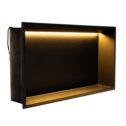 Thermopanel Stainless Steel Recess Shower Niche - Matte Black
