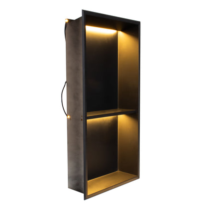 Thermopanel Stainless Steel Recess Shower Niche - Matte Black
