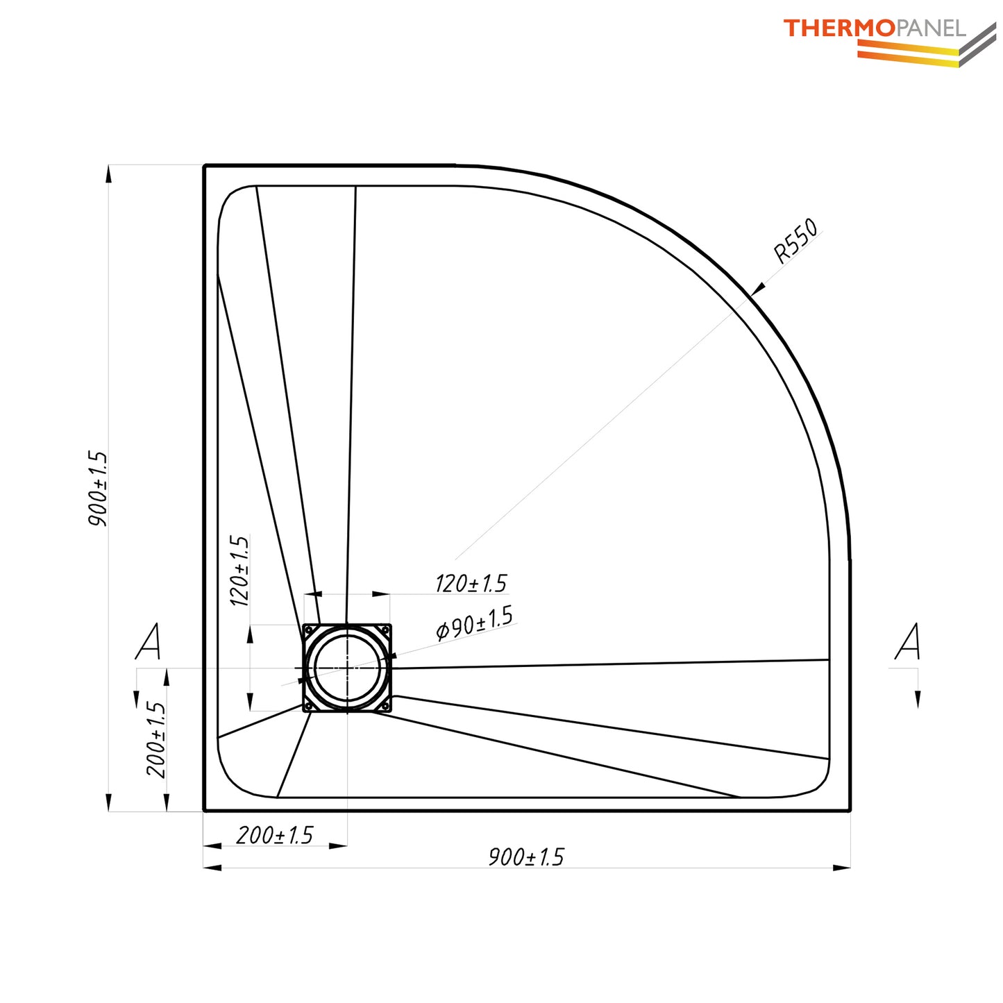 Thermopanel SMC Slate Effect Corner Shower Tray - Grey