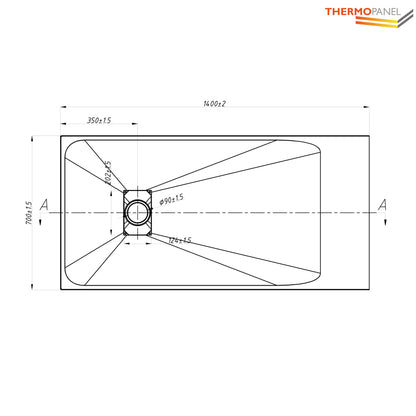 Thermopanel SMC Slate Effect Shower Tray - Grey