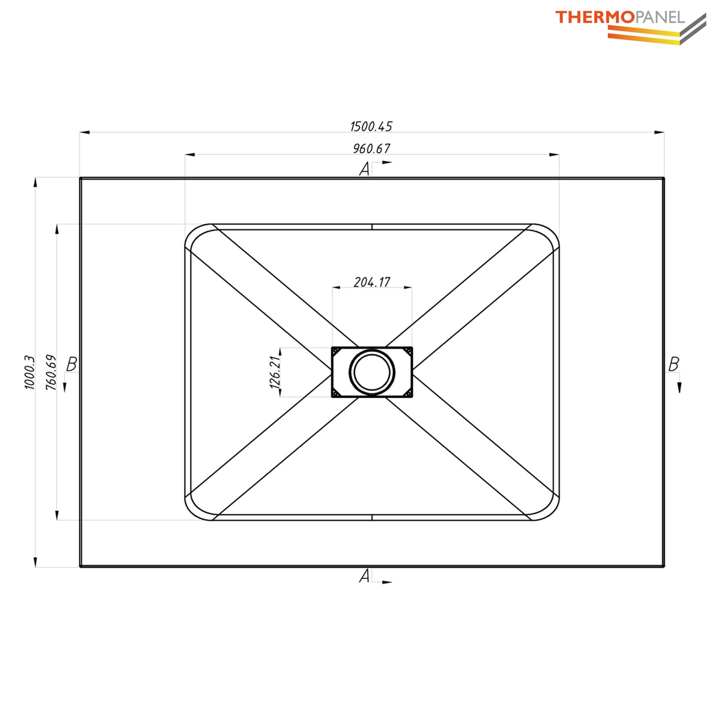 Thermopanel SMC Slate Effect Shower Tray - Grey
