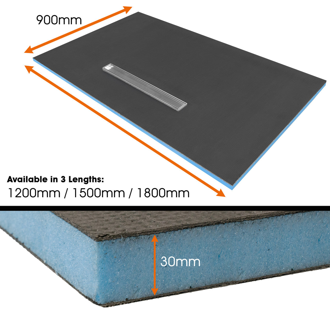 Linear Wetroom Shower Trays with Longside Drain Position