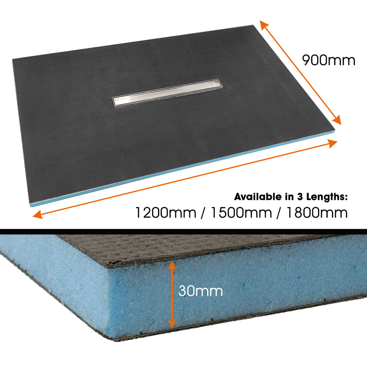 Linear Wetroom Shower Trays with Centre Drain Position