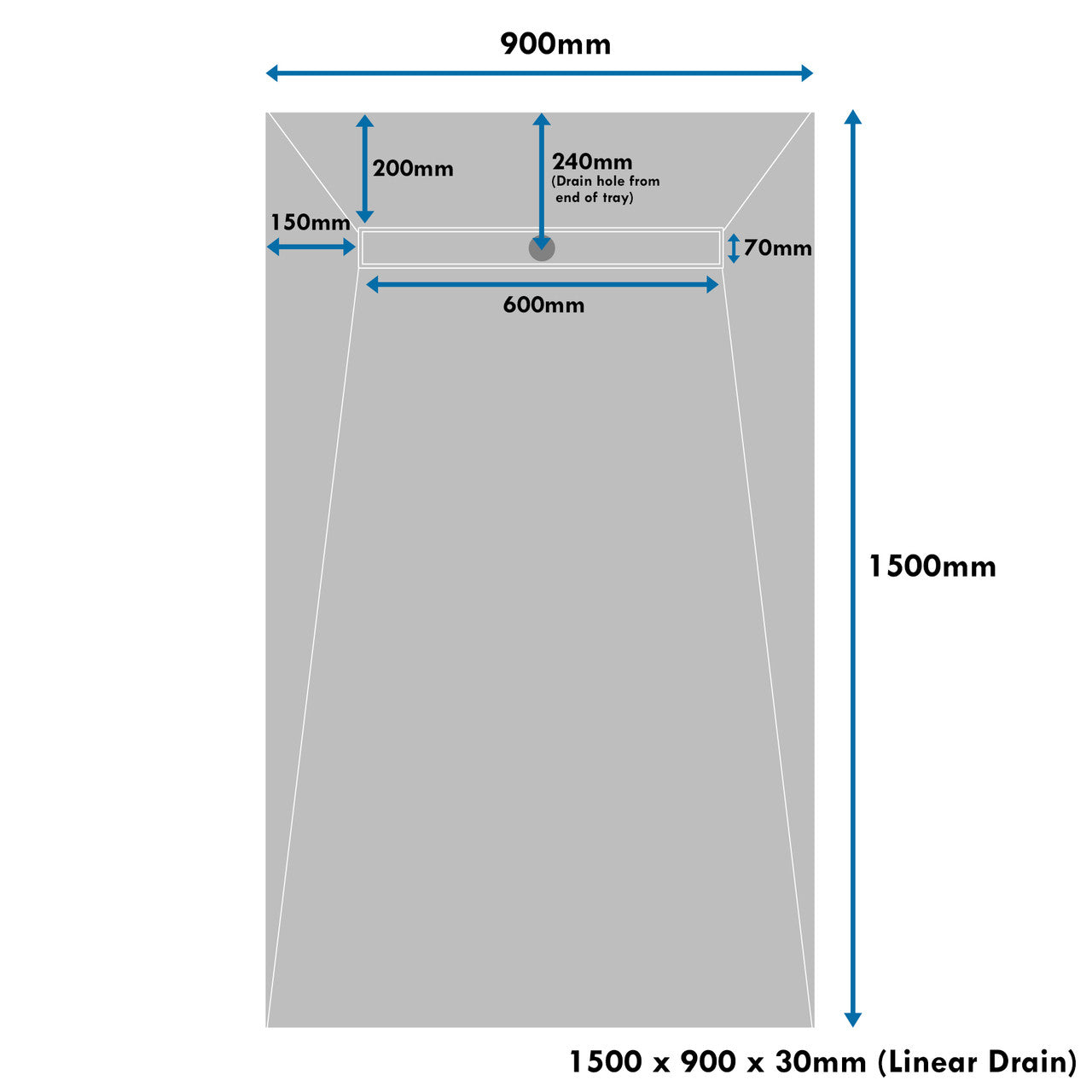 1500 x 900 x 30mm