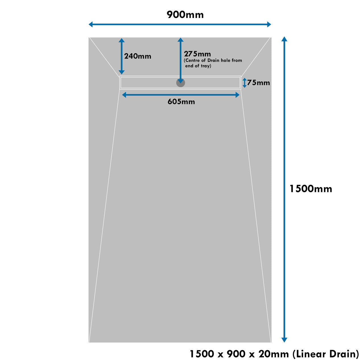 1500 x 900 x 20mm