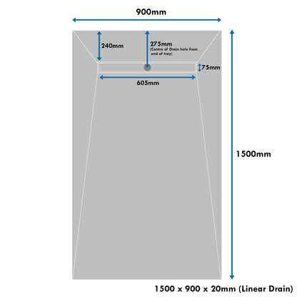 1500 x 900 x 20mm