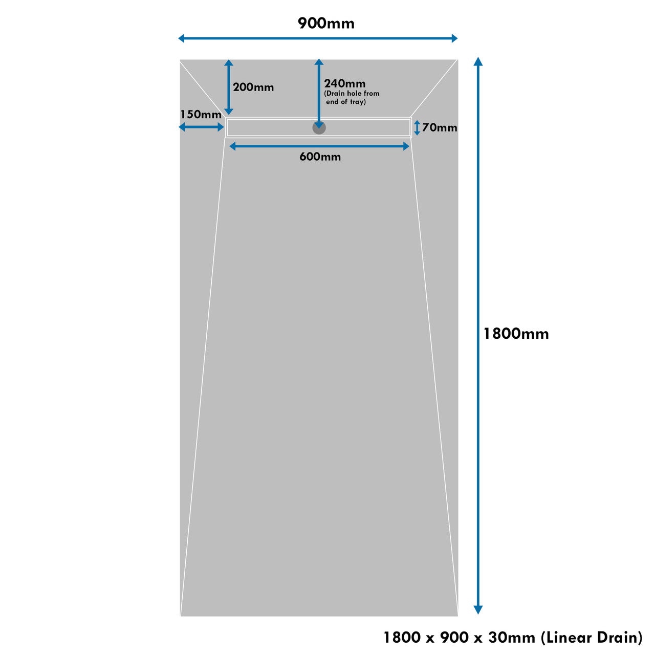 1800 x 900 x 30mm