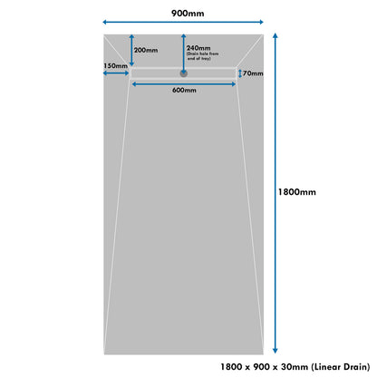 1800 x 900 x 30mm