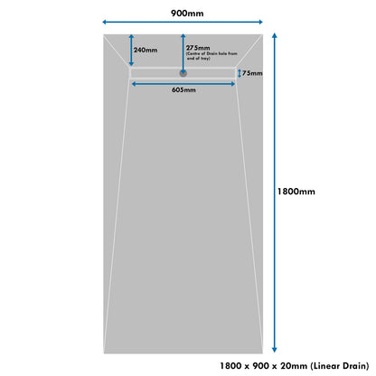 1800 x 900 x 20mm