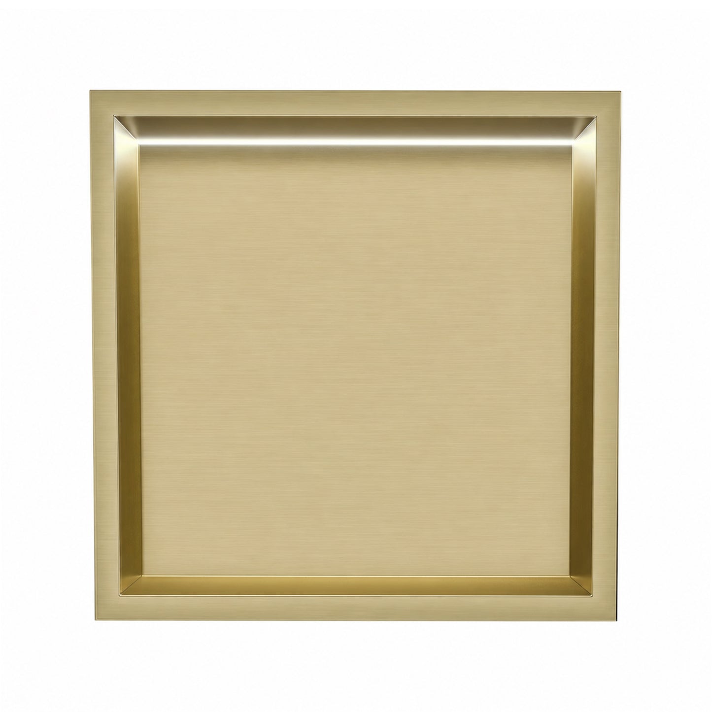 Thermopanel Brushed Brass LED Shower Niche | Stainless Steel Recessed Wall Niche