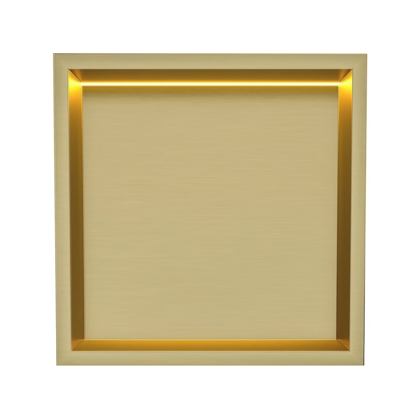 Thermopanel Brushed Brass LED Shower Niche | Stainless Steel Recessed Wall Niche