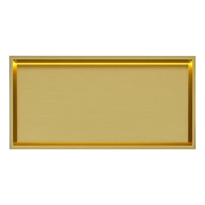 Thermopanel Brushed Brass LED Shower Niche | Stainless Steel Recessed Wall Niche