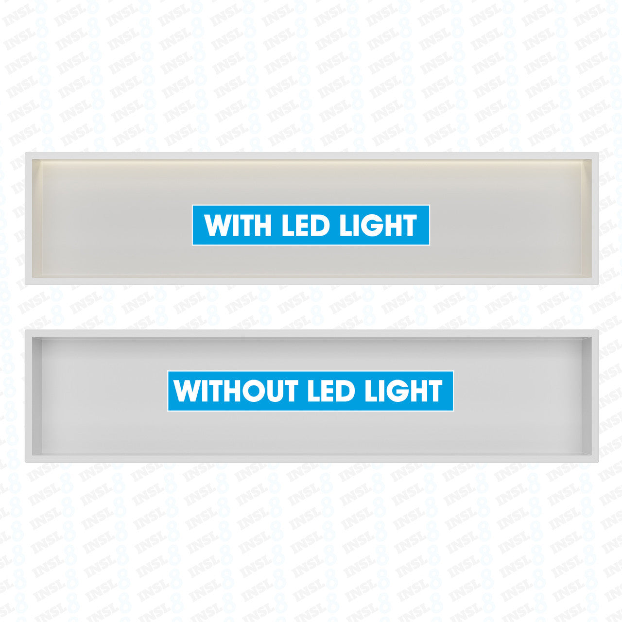 INSL8 Stainless Steel Matte White Shower Niches – Shelved & Standard Options | With or Without LED Lighting