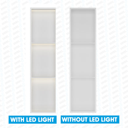 INSL8 Stainless Steel Matte White Shower Niches – Shelved & Standard Options | With or Without LED Lighting