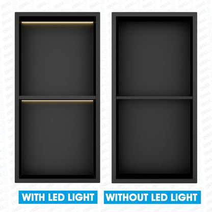 INSL8 Stainless Steel Matte Black Shower Niches – Shelved & Standard Options | With or Without LED Lighting